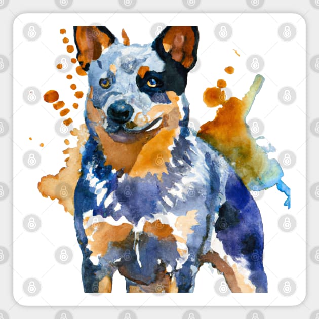 Australian Cattle Watercolor Painting - Dog Lover Gifts Magnet by Edd Paint Something